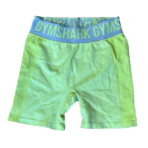 Gymshark Flex Shorts Women Size Small Neon Lime Green Seamless‎ Spellout Waist - Picture 1 of 5